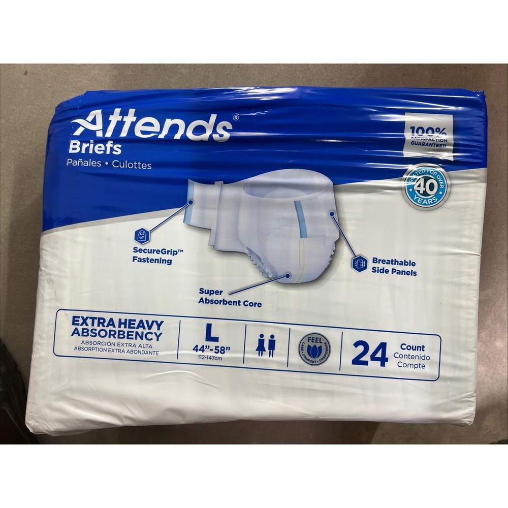 Attends Incontinence Brief L‎ Breathable Extra Heavy Absorbency DDP30 24 Ct